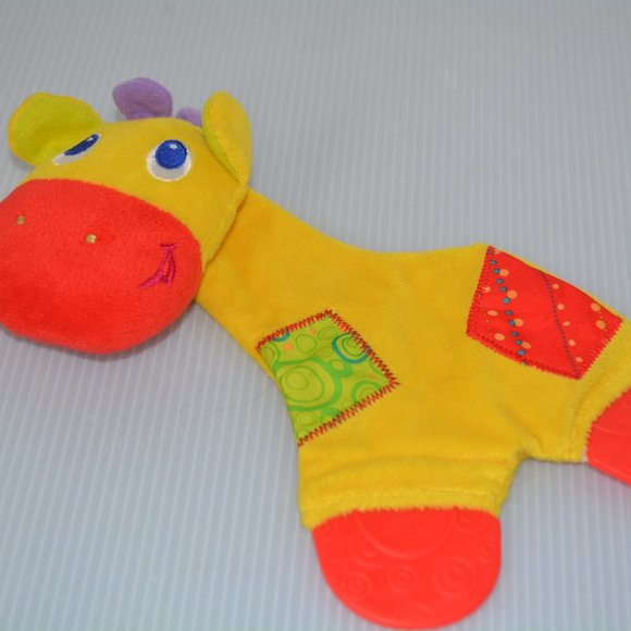 Bright Starts Yellow Giraffe Plush Snuggle Teether Crinkle Baby Activity Toy - Picture 6 of 6